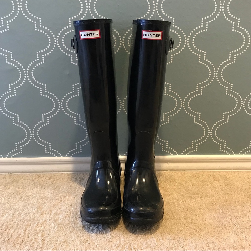 Glossy Black Hunter Boots